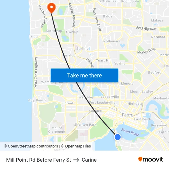 Mill Point Rd Before Ferry St to Carine map