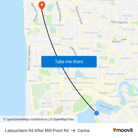 Labouchere Rd After Mill Point Rd to Carine map