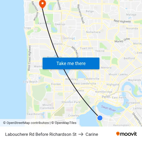 Labouchere Rd Before Richardson St to Carine map