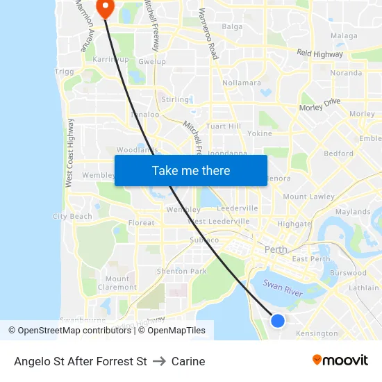 Angelo St After Forrest St to Carine map