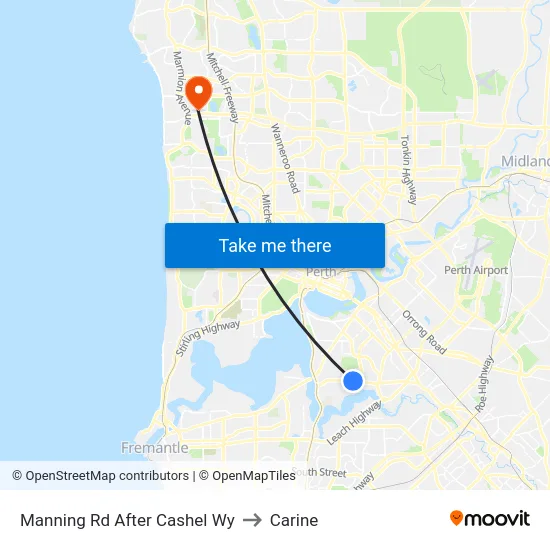 Manning Rd After Cashel Wy to Carine map