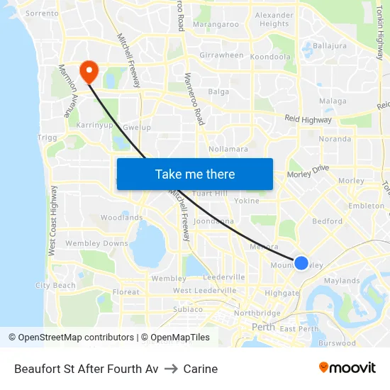Beaufort St After Fourth Av to Carine map