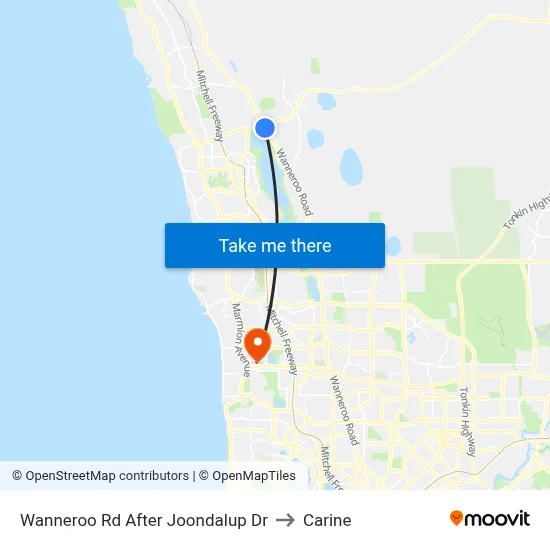 Wanneroo Rd After Joondalup Dr to Carine map
