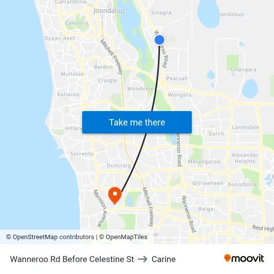 Wanneroo Rd Before Celestine St to Carine map