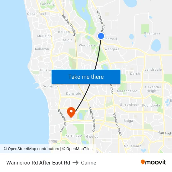 Wanneroo Rd After East Rd to Carine map