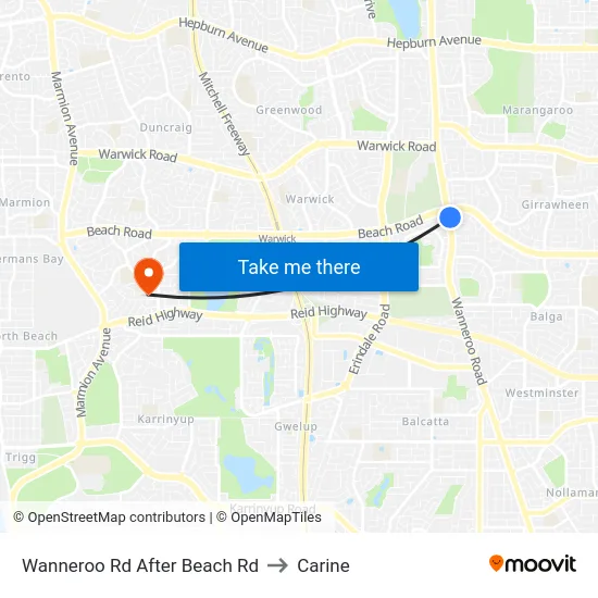 Wanneroo Rd After Beach Rd to Carine map