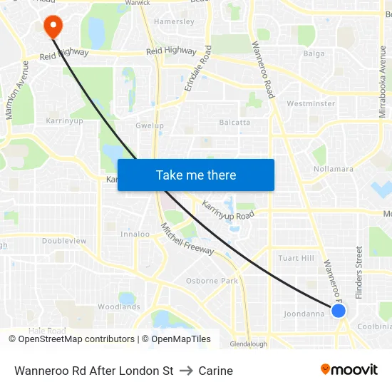 Wanneroo Rd After London St to Carine map