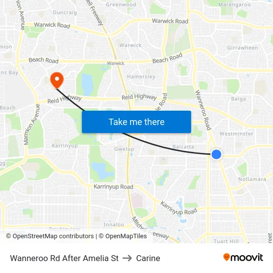 Wanneroo Rd After Amelia St to Carine map