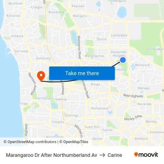 Marangaroo Dr After Northumberland Av to Carine map