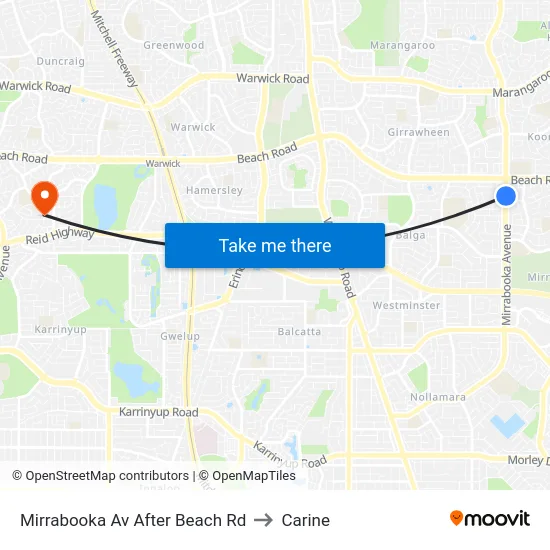 Mirrabooka Av After Beach Rd to Carine map