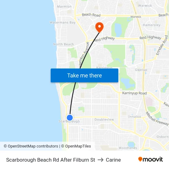 Scarborough Beach Rd After Filburn St to Carine map