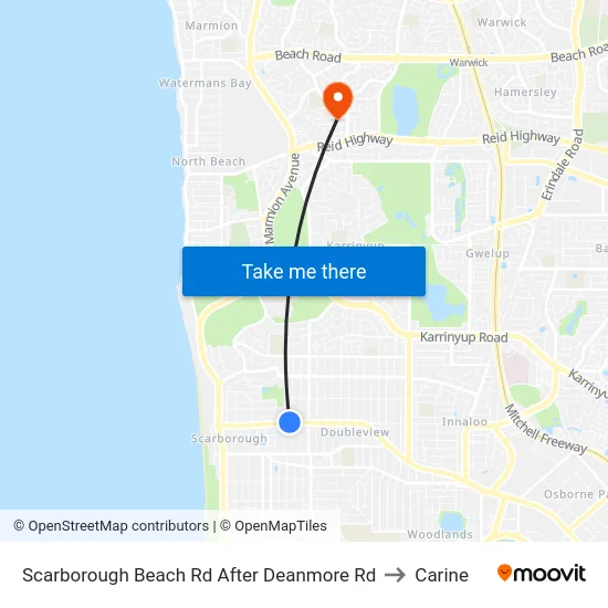 Scarborough Beach Rd After Deanmore Rd to Carine map