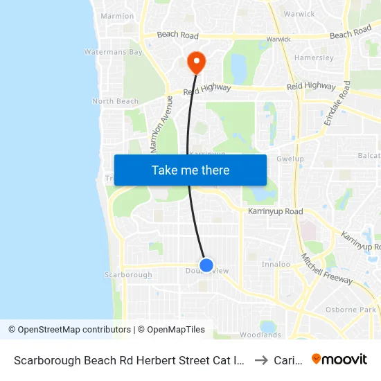 Scarborough Beach Rd Herbert Street Cat Id 27 to Carine map