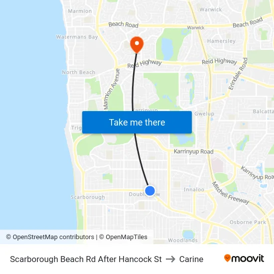 Scarborough Beach Rd After Hancock St to Carine map
