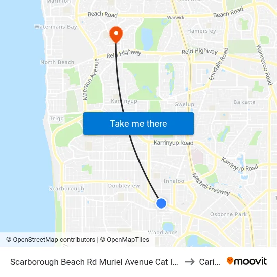 Scarborough Beach Rd Muriel Avenue Cat Id 32 to Carine map