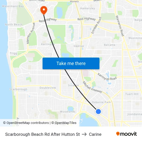 Scarborough Beach Rd After Hutton St to Carine map