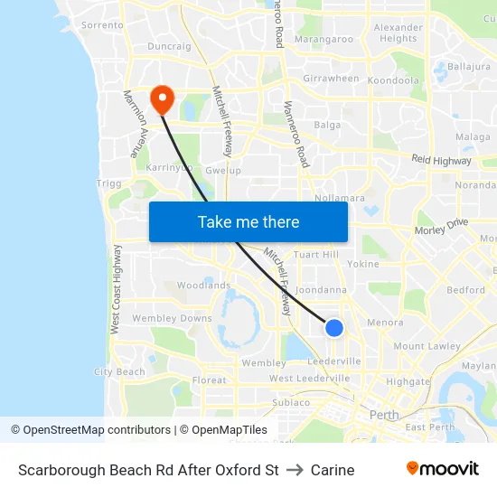 Scarborough Beach Rd After Oxford St to Carine map