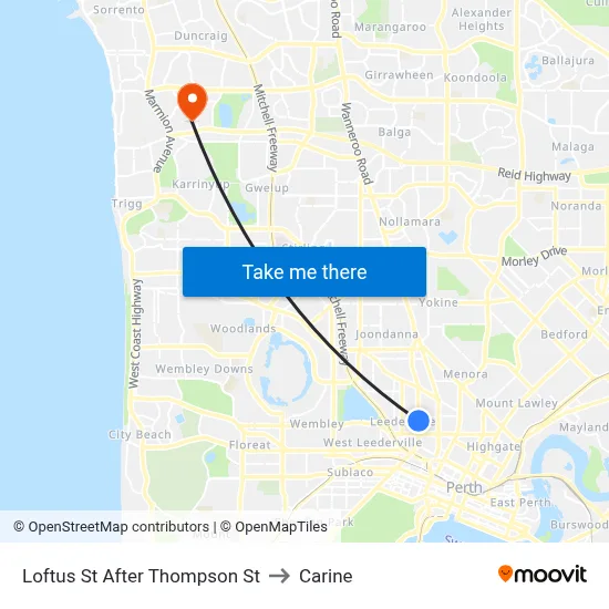 Loftus St After Thompson St to Carine map