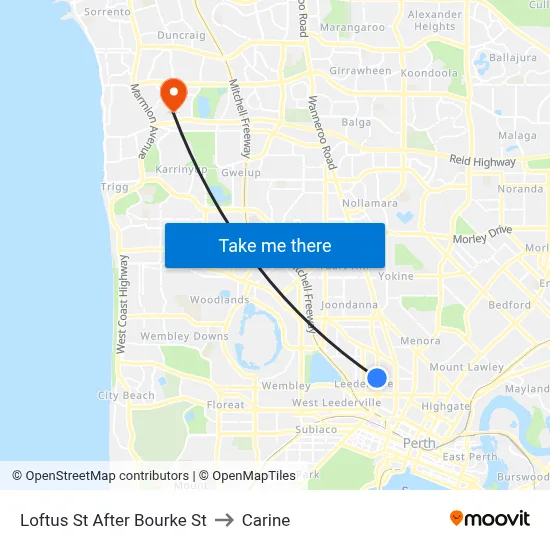 Loftus St After Bourke St to Carine map