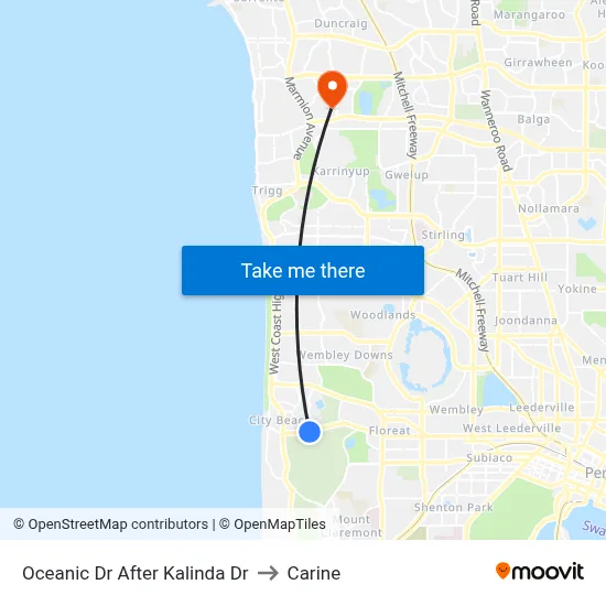 Oceanic Dr After Kalinda Dr to Carine map