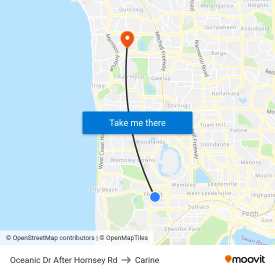 Oceanic Dr After Hornsey Rd to Carine map