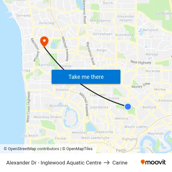 Alexander Dr - Inglewood Aquatic Centre to Carine map