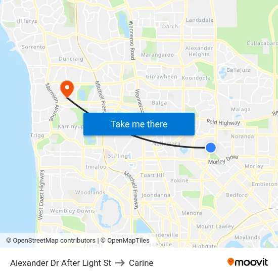 Alexander Dr After Light St to Carine map