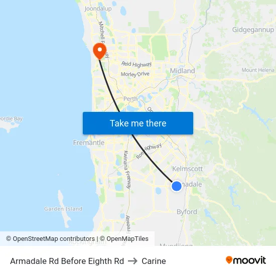 Armadale Rd Before Eighth Rd to Carine map