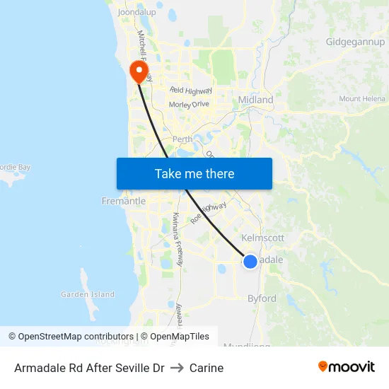 Armadale Rd After Seville Dr to Carine map