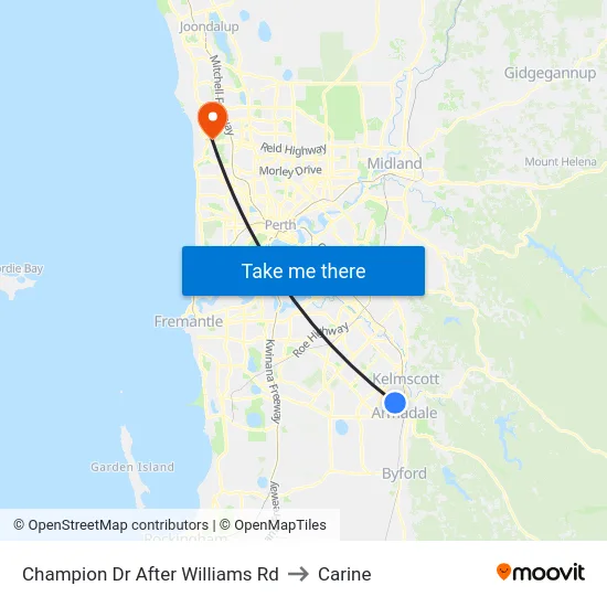 Champion Dr After Williams Rd to Carine map