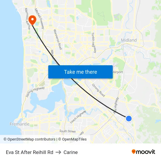 Eva St After Reihill Rd to Carine map