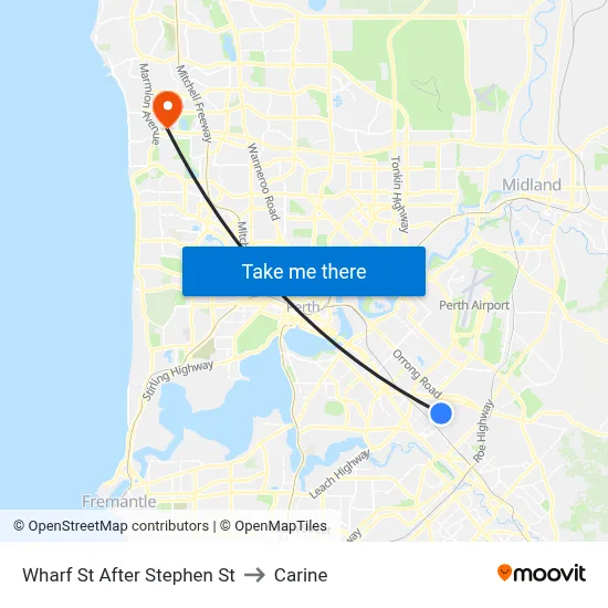 Wharf St After Stephen St to Carine map