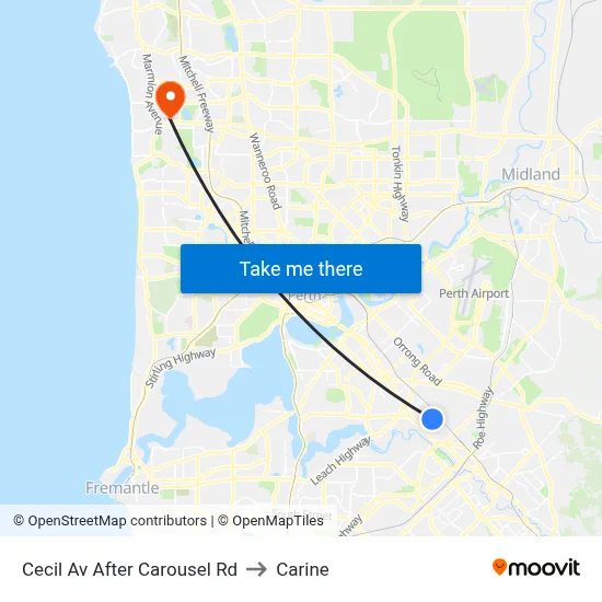 Cecil Av After Carousel Rd to Carine map