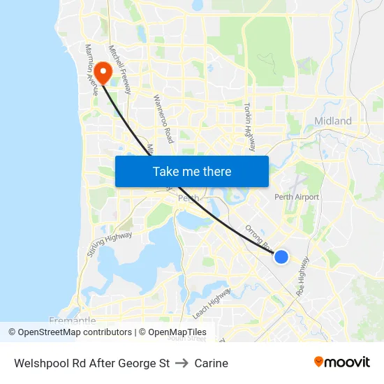 Welshpool Rd After George St to Carine map