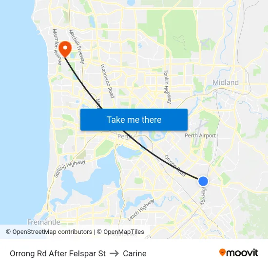 Orrong Rd After Felspar St to Carine map