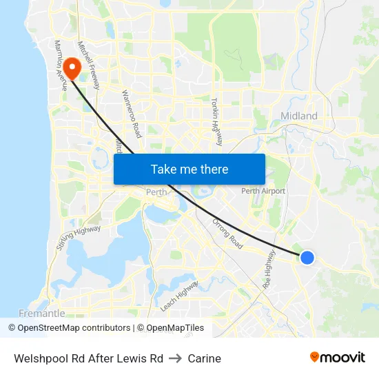 Welshpool Rd After Lewis Rd to Carine map