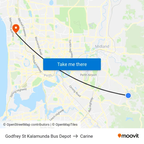 Godfrey St Kalamunda Bus Depot to Carine map