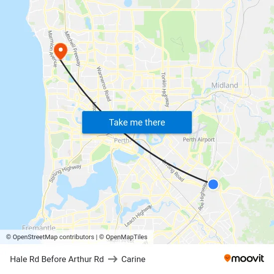 Hale Rd Before Arthur Rd to Carine map