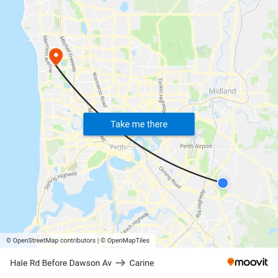 Hale Rd Before Dawson Av to Carine map