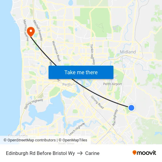 Edinburgh Rd Before Bristol Wy to Carine map