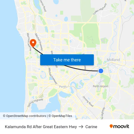 Kalamunda Rd After Great Eastern Hwy to Carine map