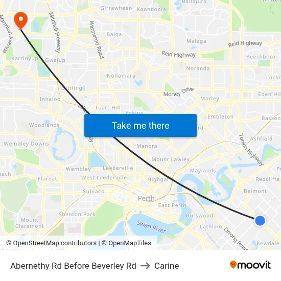 Abernethy Rd Before Beverley Rd to Carine map