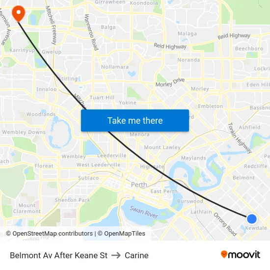 Belmont Av After Keane St to Carine map