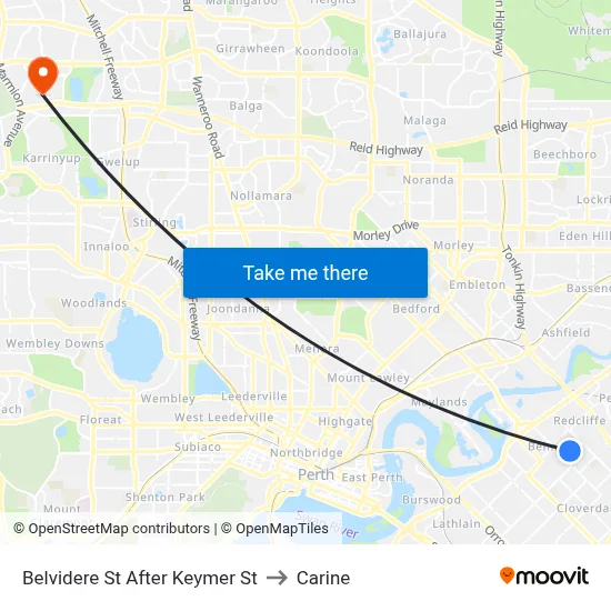 Belvidere St After Keymer St to Carine map