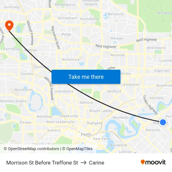 Morrison St Before Treffone St to Carine map