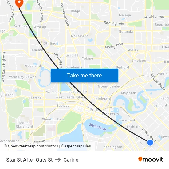 Star St After Oats St to Carine map