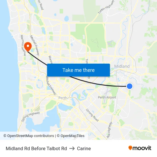 Midland Rd Before Talbot Rd to Carine map