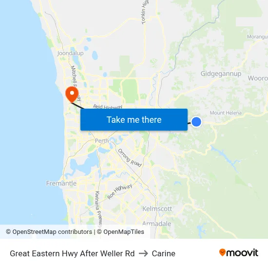 Great Eastern Hwy After Weller Rd to Carine map