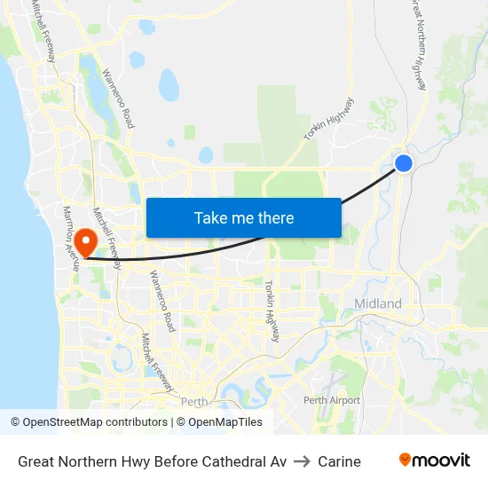 Great Northern Hwy Before Cathedral Av to Carine map
