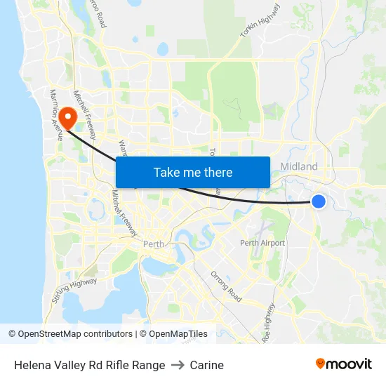 Helena Valley Rd Rifle Range to Carine map